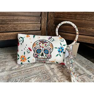WOMEN'S WHITE SKULL WRISTLET/WALLET NEW
